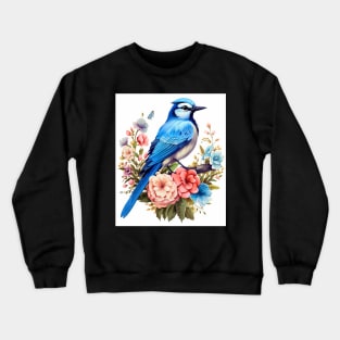 Cute Cottagecore Floral Blue jay Aesthetic Crewneck Sweatshirt